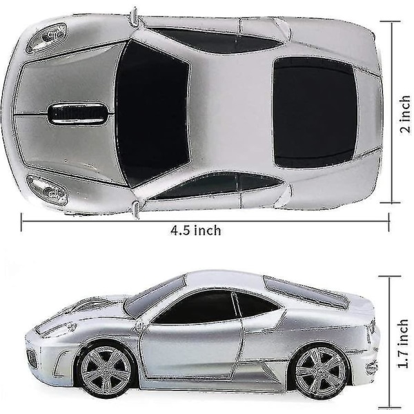 Trådløs Mus Sportsvogn Mus Computer Optisk Mus til PC Laptop MAC (Sølv)