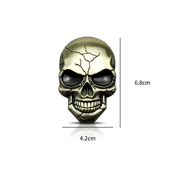 3D metall hodeskalle klistremerke for bil og telefon, Demon metall skallehode b