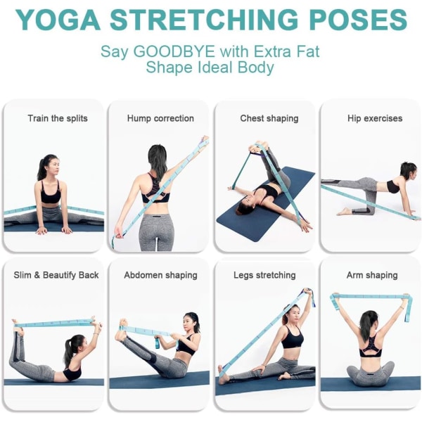Träningsrem, Yoga Stretchband med 11 ringar, Elastiskt träningspass