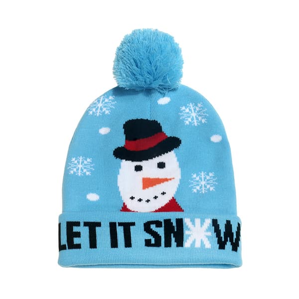 1 styck julstrumpa i stickad ull med snögubbe, älg och julgran (Stil