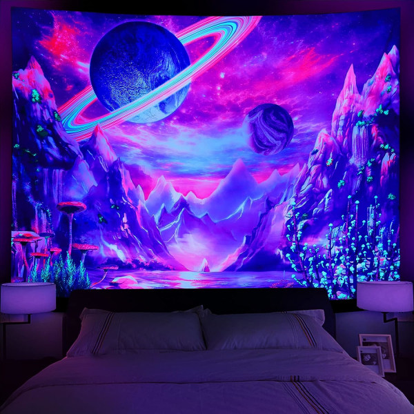 UV-reaktion galakse rumtapet psykedelisk neonlampe soveværelse l