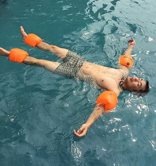 （Orange）Uppblåsbara simarmband, ringar, flottörer, rör, armband för K