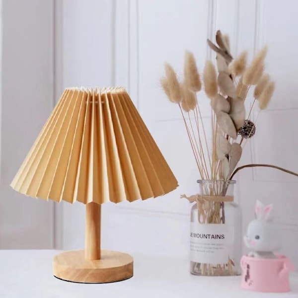 Retro-tyylisen Pleated-lampun yövalo, sateenvarjomainen sängynpäätyyn