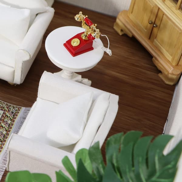 Dockhus Soffa med Kudde 1:12 Skala Miniatyr Soffa Armstol L