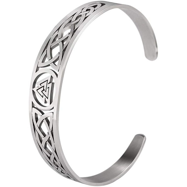 Vikingarmband i rostfritt stål - Valknut Nordisk trippelspiral - F
