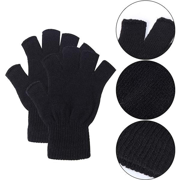 2 Par Unisex Varme Halvfingerhandsker Vinter Fingerløse Handsker