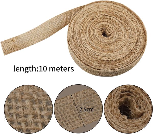 2 st 10m Rullar Rustik Naturlig Burlap Band för Presentinslagning DXGHC