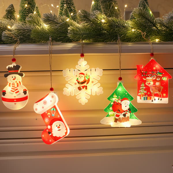 6 stk. Neonlys Julepynt LED farvede lys Jule