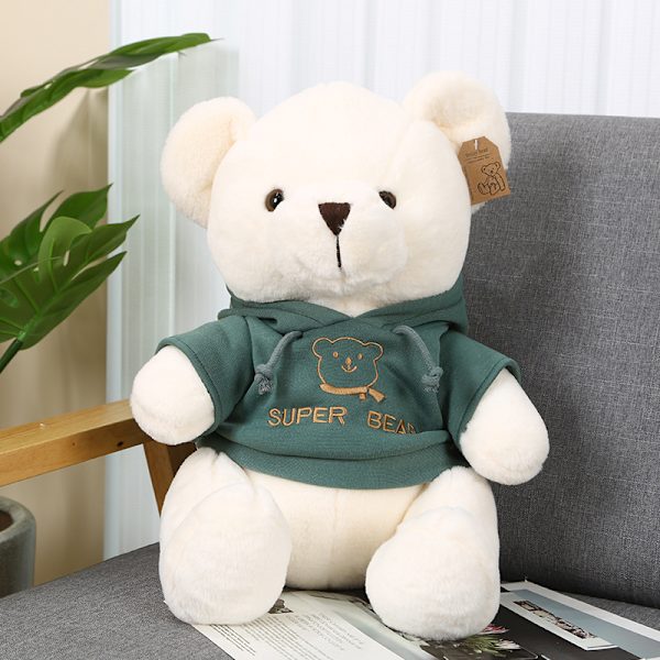 Sød bamse-hoodie i blødt stof - bamsedyr i stof