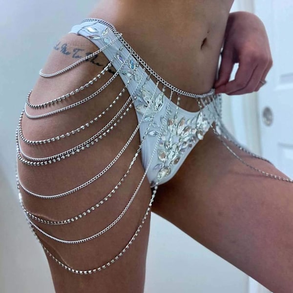 Crystal Belly Button Chain Beach Layered Body Chain midja smycken