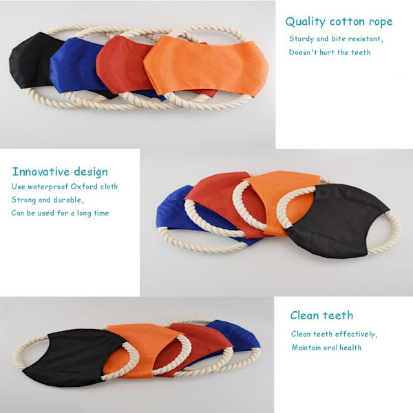 3-pack Hundfrisbee Flygande Skivor Rep Bomulls Frisbee för Hundar