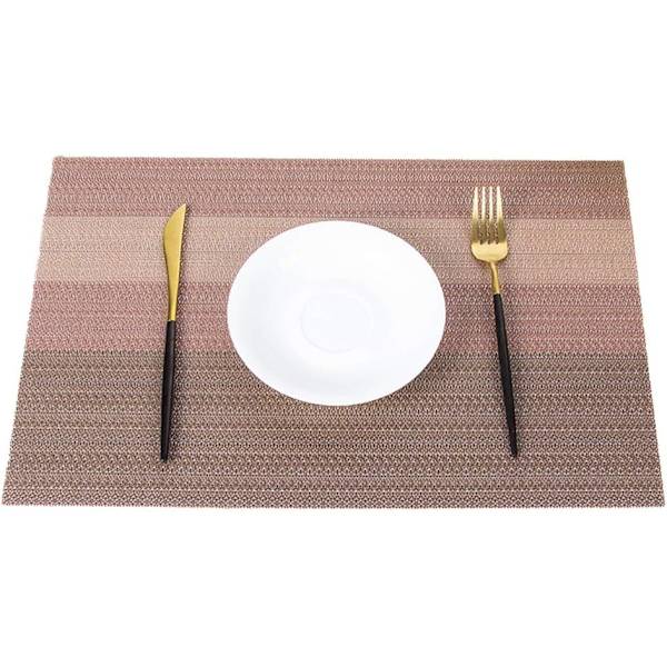 Sett med 8 spisebordsplassmatter, vaskbar vinyl vevd isolerende DXGHC