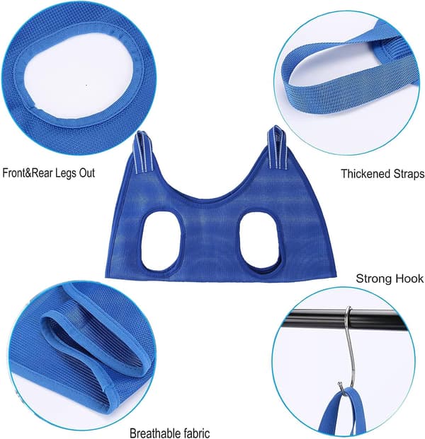 Koiran hoitohammock-setti, koiran hammock 2 S-koukulla, 1 kampa ja
