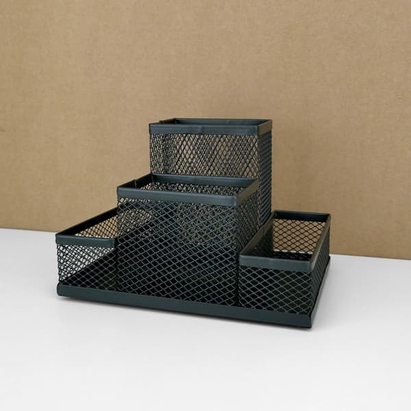 Skrivebordsarrangør, Metal Penneholder, Skrivebordsstativ med Mesh Lapt