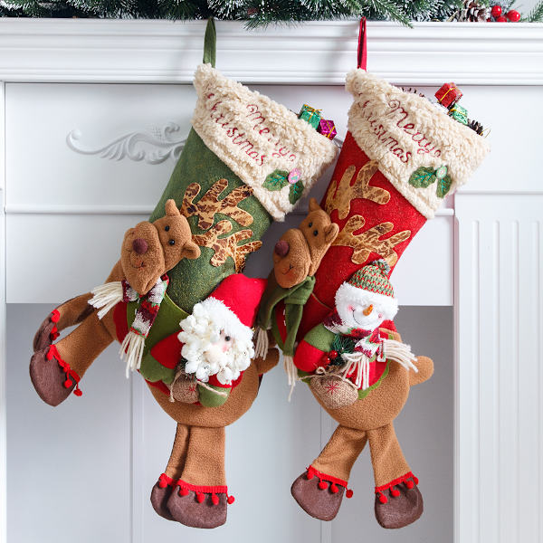 2 st julstrumpor Stora ben Jultomte snögubbe åka de