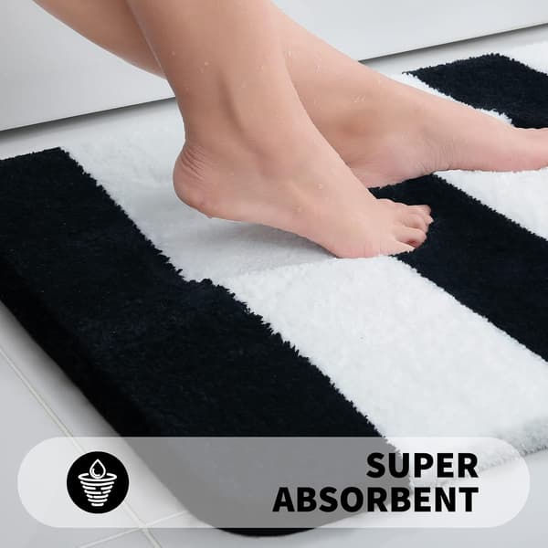 Mikrofiber Badeværelsesmåtter, Bløde og Absorberende Shaggy Bademåtter, Skridsikker