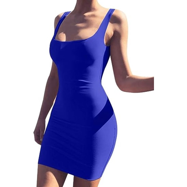 Damer sommar Casual ärmlös mini sexig bodysuit (blå, M)