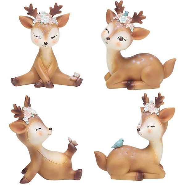 Fawn Figur, Dekorative Ornamenter, 3D Bambi Miniature Fawn Hjorte