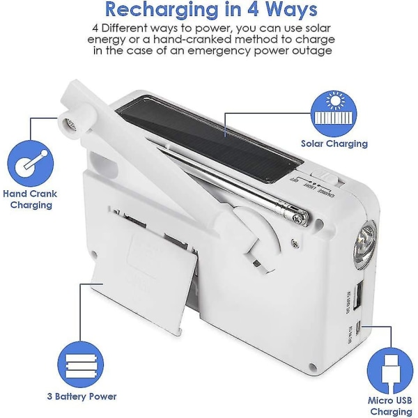 Dww-solar Bärbar Nödradio Dynamo Power Hand Crank Re DXGHC