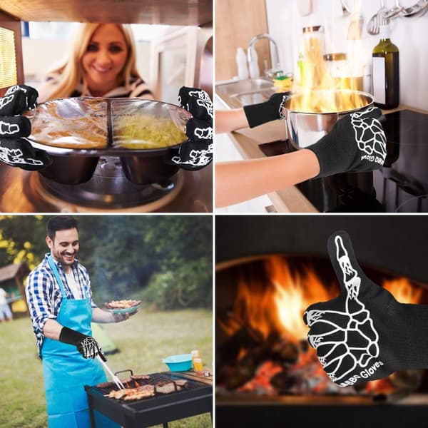 BBQ Handsker, Skridsikre Silikon Ovn Handsker op til 800°C til BBQ