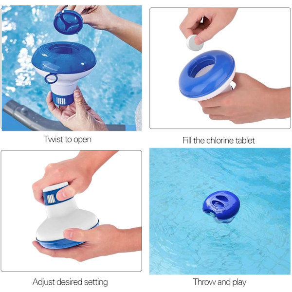 5 Tommer Flydende Klor Dispenser til Pool, Spa, Whirlpool (Blå