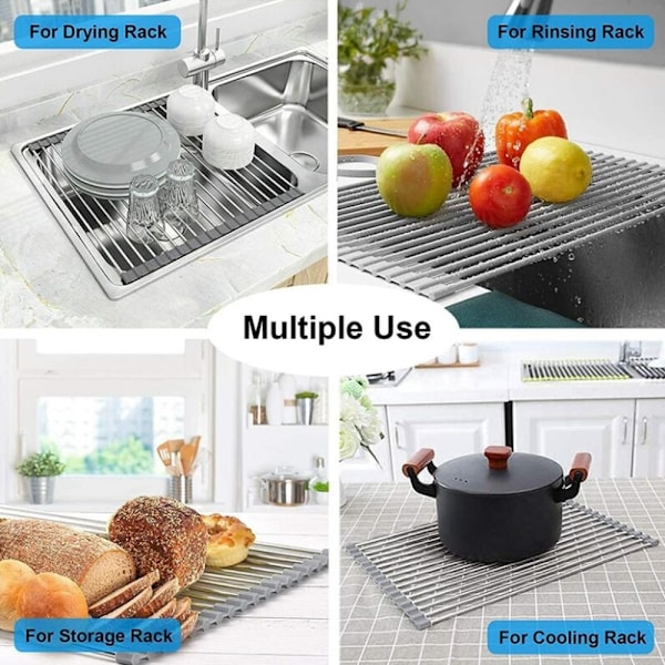 Rulleop Dish Stativ, 52*33CM, Grå, 100% BPA Fri Foldbar
