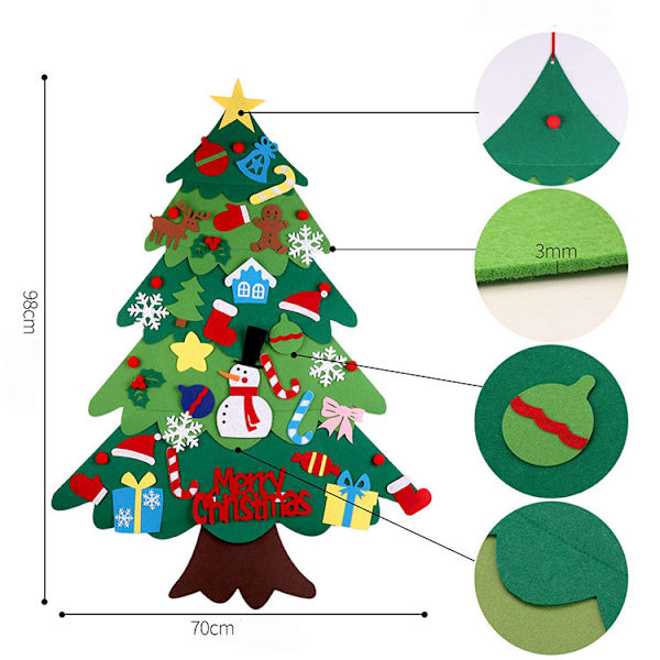 Nyt filt juletræ DIY julepynt Børns jul