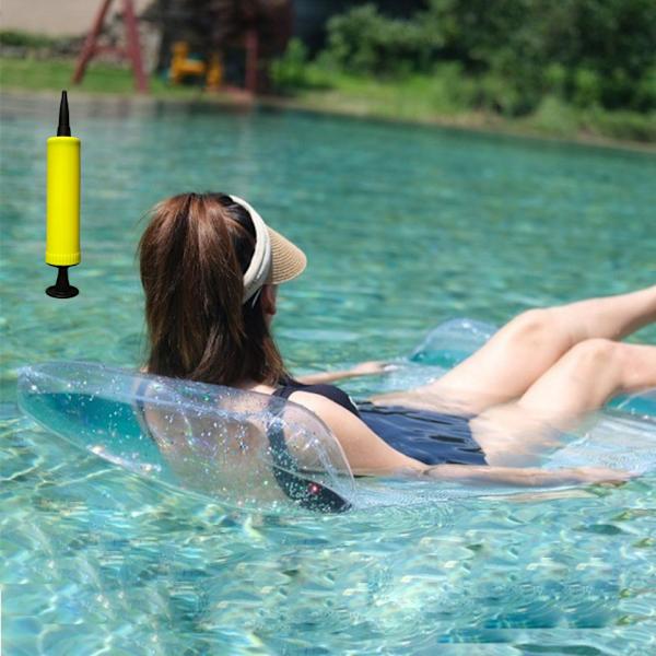 1PCS(130*70cm)PVC Vatten Transparent Lounge Stol, Fällbar Uppblåsbar Hängmatta Flytande Rad, Lämplig för Simbassäng P