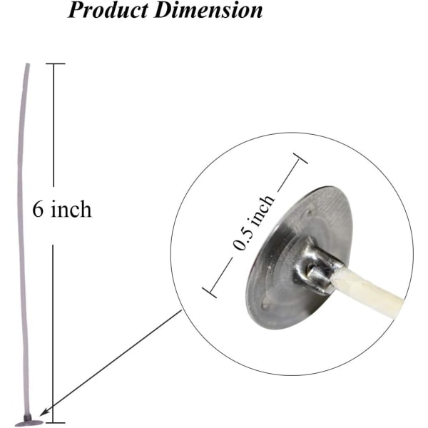 Stearinveke, 100 stk Stearinveker til DIY-lyslaging, 6 tommer DXGHC