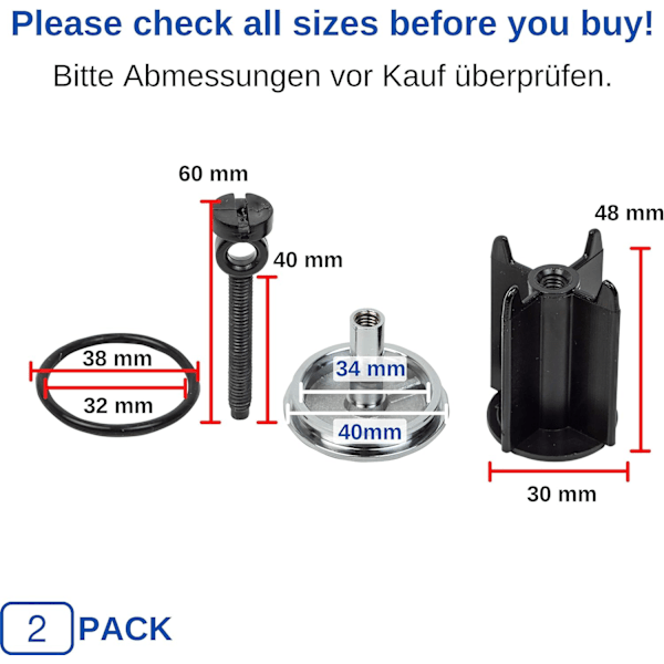 Universal Badrumsvask Stompare Ø 40 mm, 2-pack, Krom Avlopp S