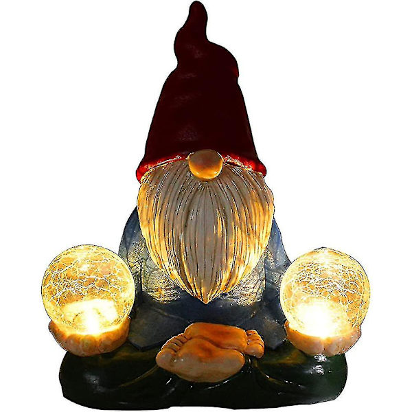 Garden Resin Statue - Långt skägg Christmas Gnome 2 Magic Ball DXGHC