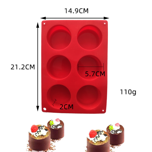 DIY hjemmelavet kageburger køkkenredskaber 6-huls silikone cylinder