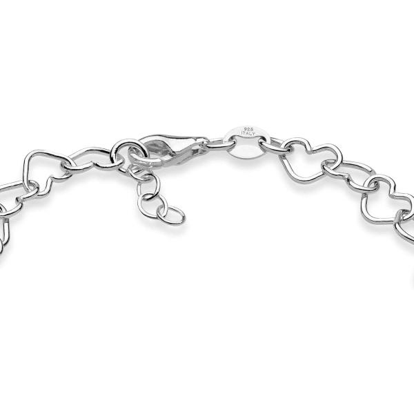 Sterling Silver 5mm Heart Link Chain Armband för kvinnor Teen Girl