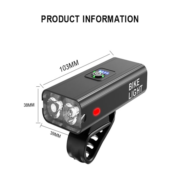 Tehokas pyörävalo. Pyörävalo USB-ladattavilla etu- ja takavaloilla. Vedenkestävä LED-pyörävalo, tehokas LED-pyörävalo