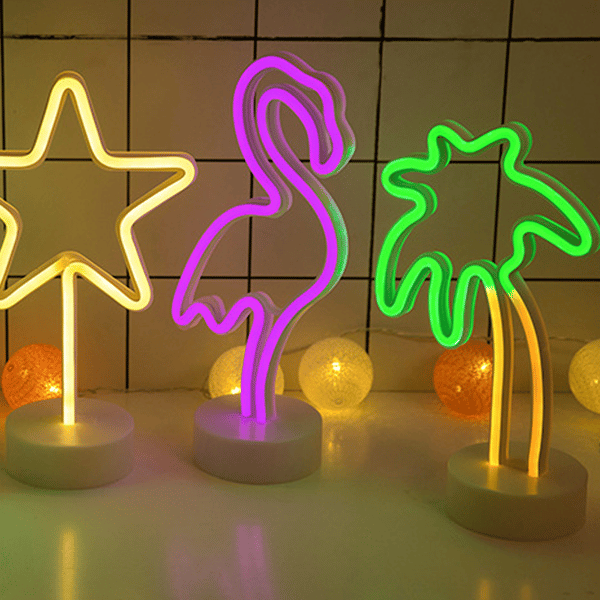 Neon-skylt med kokosnötsträd, batteridriven, för vardagsrum, sovrum, hall