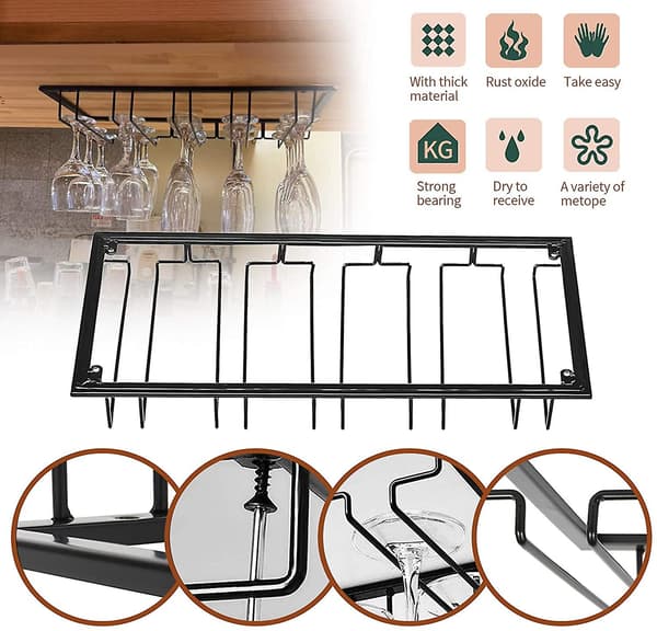 Hängande Glasställ - Vinglasställ med 5 Stänger för 10-15 Glas