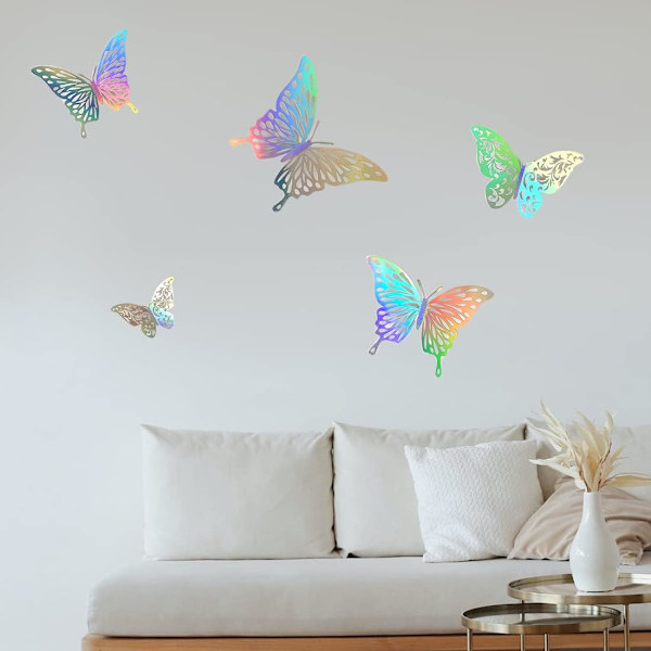 24 stycken 3D ihåliga fjärilsväggdekaler Heminredning DIY A