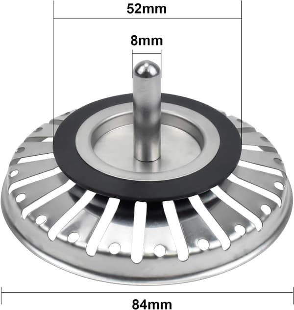 (diameter: 84mm) Køkkenvaskprop, Rustfrit Stål Køkkenvask St