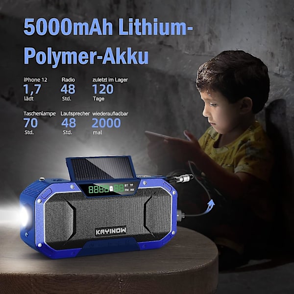 Dww-solar Radio - Bluetooth högtalare, Ipx5 vattentät bärbar DXGHC