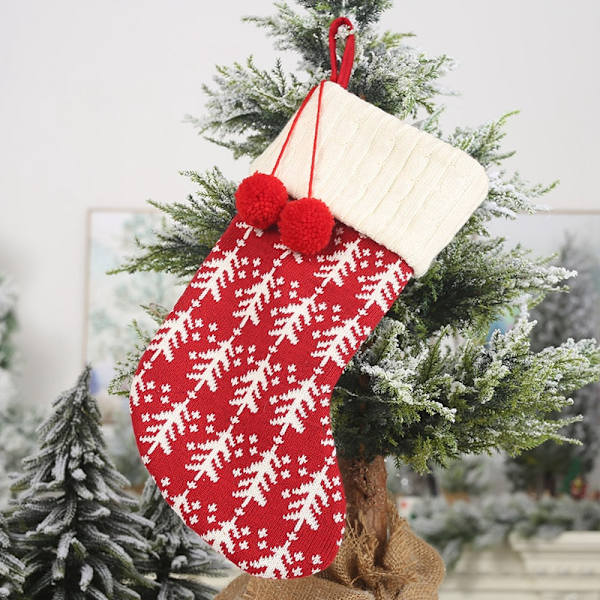 3 Stickade Julstrumpor Sock Säck Nyårsgåva Godispåsar