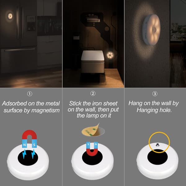 1-pack, Magnetisk Trådlös Kroppssensor LED Nattlampa, Intelligent