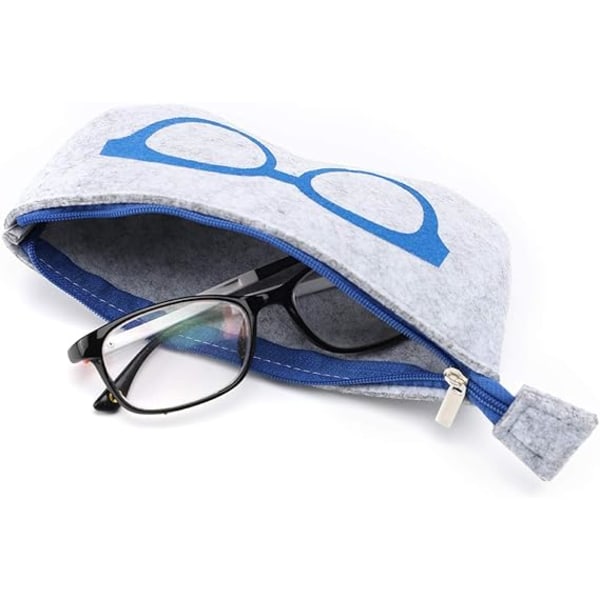 4-pack bärbar glasögonväska Case Mjuk filt dragkedja Glasögonväska Sminkförvaringspåse
