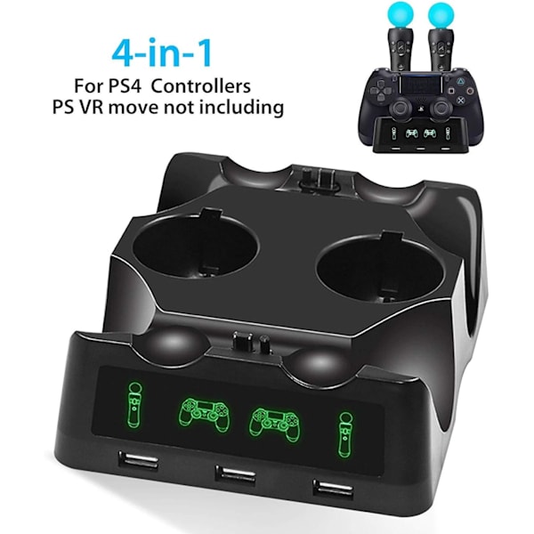 4 i 1 PS4-kontrollerlader, Quad-lader for PS4-kontroller DXGHC
