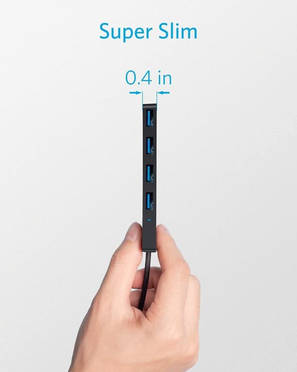 1-pack 4-ports USB 3.0-hub, ultrafint med 3,6 m förlängningskabel