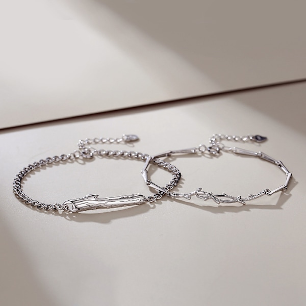 2 st Par-armband för par Kvinna Sterling Silver INS Bangel Minimalistisk