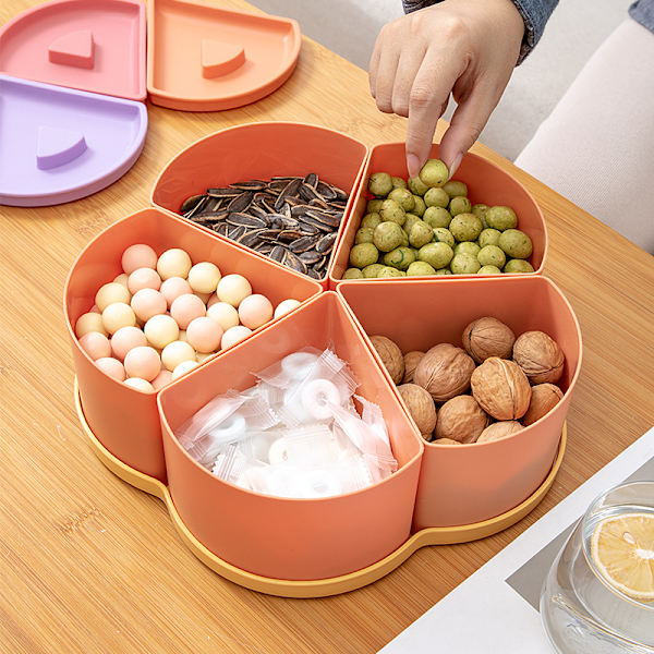 Godteri oppbevaringsboks Roterende kronbladformet snacksboks Godteriboks Snacks