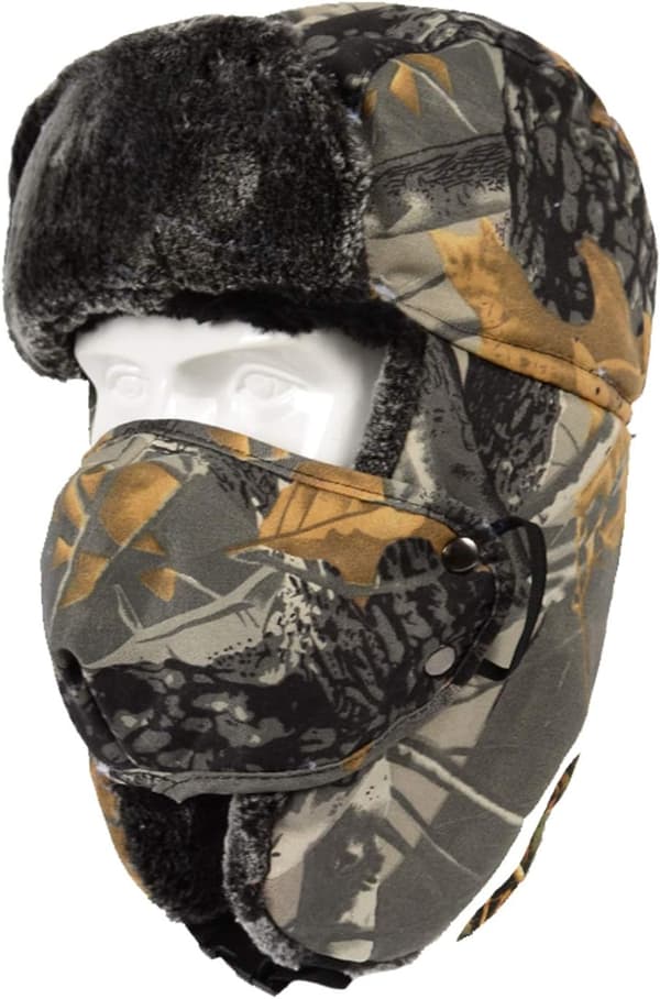 Vinter Camouflage Bomber Trapper Hat, varm øre-jumper hat med Wi