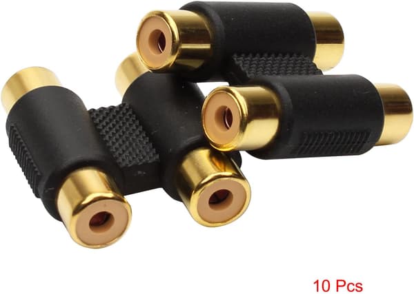 10 stycken RCA-kopplingskontakter, 2 RCA-hon till 2 RCA-hon Ada