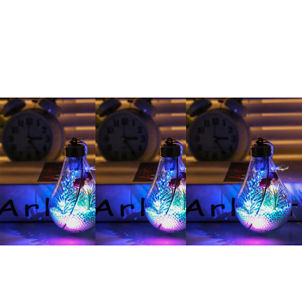 3-pack julgranskulor i transparent plast med LED-ljus