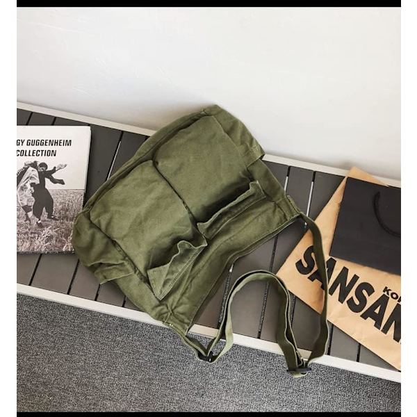 Ryggsäck Stor Kapacitet Canvasväska Mångsidig Retro Axelväska M
